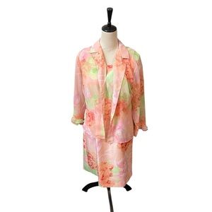 Vintage 90s Dawn Joy Floral Midi Sun Dress Sleeveless  W Cover Up Top Size  10.